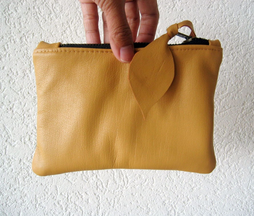 Leather Pouch -  Italian Leather in Camel Colour