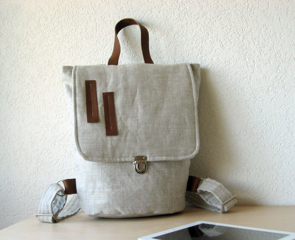 The Backpack - Upholstery European Natural Linen and Leather
