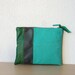 Leather Clutch in Italian Leather and Jade Green European Linen - Indie Patchwork Series