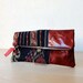 Ikat and Leather Clutch in Italian Red Patent Leather and Handwoven Ikat Fabric - Indie Patchwork Series