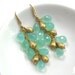 Caribbean Blue Chalcedony, 22kg Vemeil Teardrop waterfall earrings... 14kg fill, crystal...