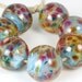 Lampwork glass bead set handmade by Lori Lochner "Sky blue, rose and citrine mix"