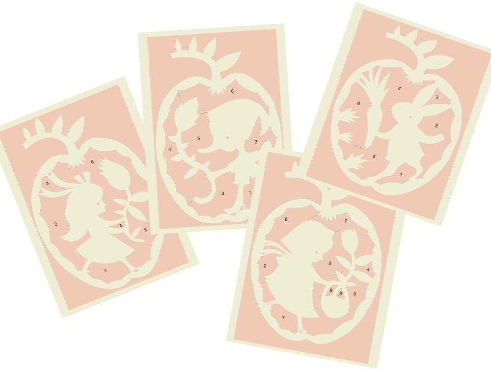 4 Original Papercut PRINTED PATTERNS. Ready to cut by yourself.