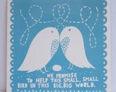 We Promise... ceramic tile in blue