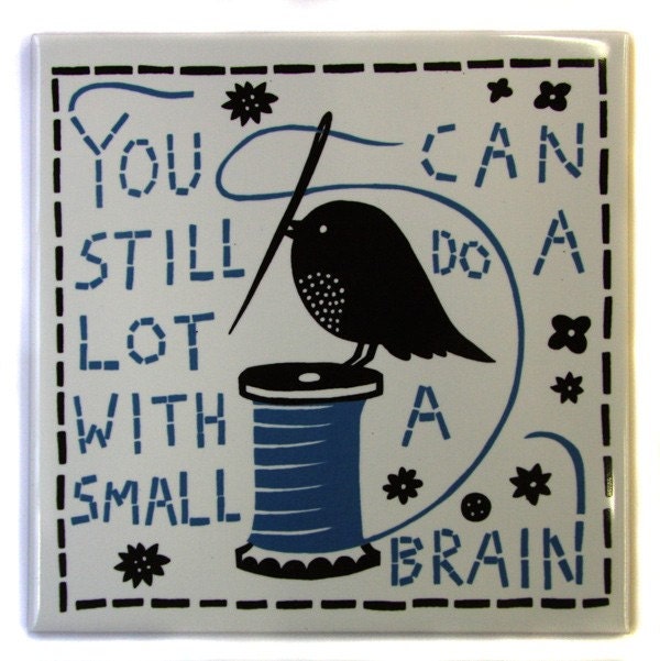 Small Brain ceramic tile blue/brown