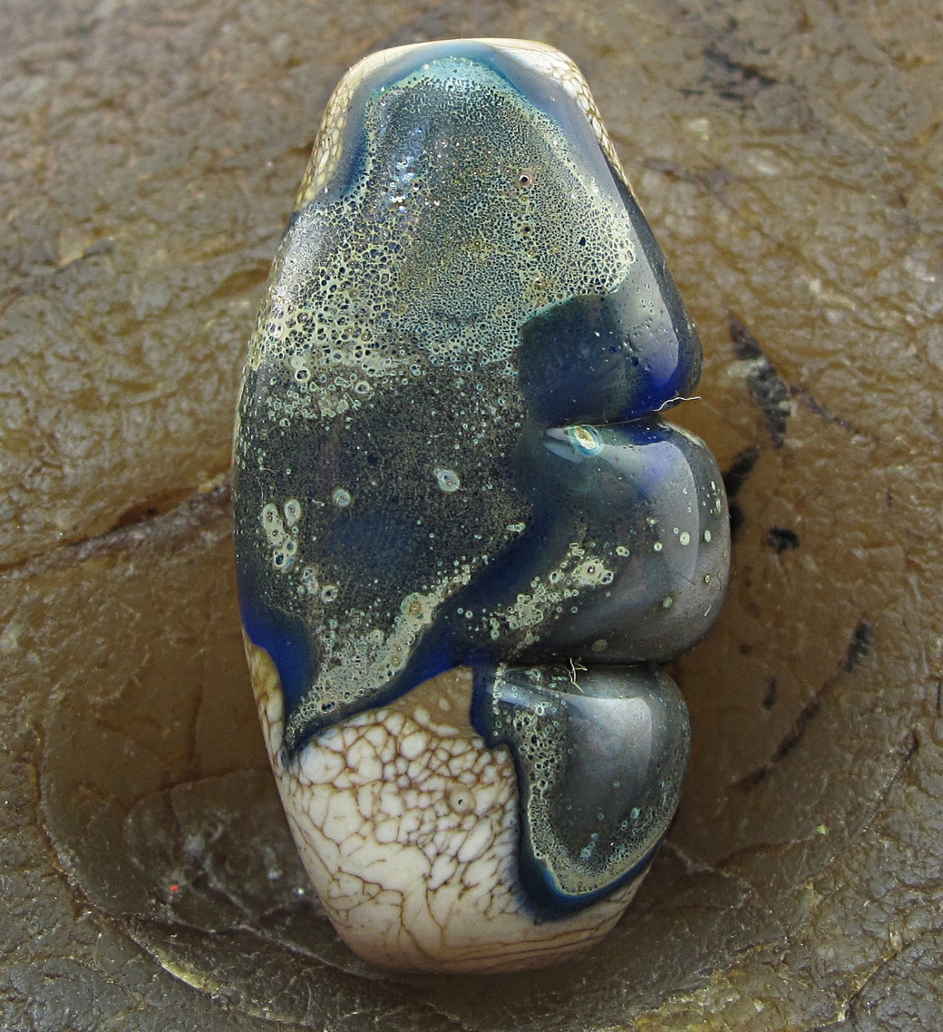SALE Handmade Lampwork Glass Focal Bead -Coastline- by Jason Powers SRA