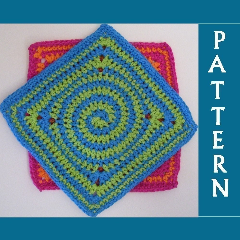 Crochet Pattern--Squaring the Spiral Dishcloth