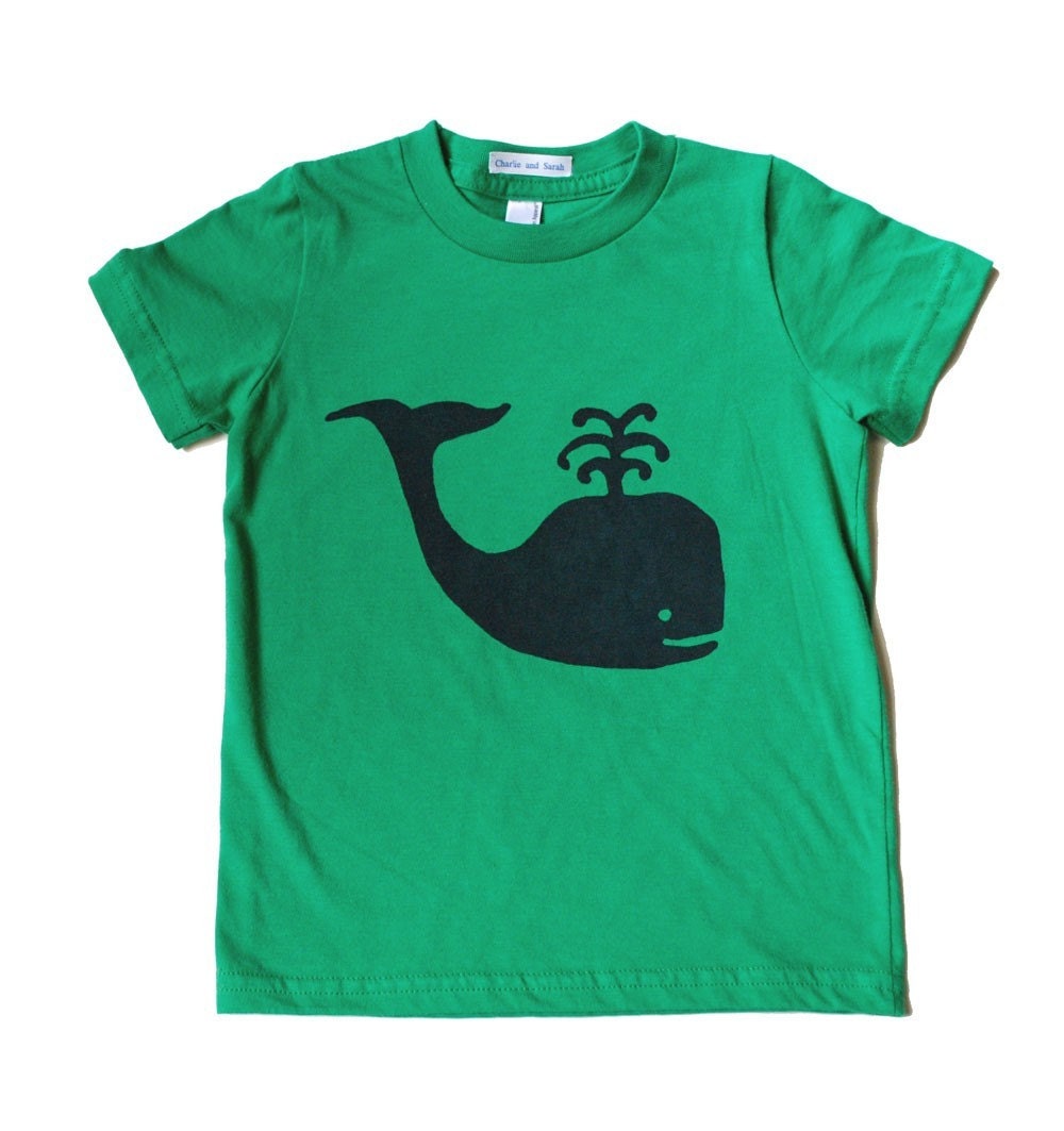 BEST SELLER- Whale- Kelly Green and Navy Tshirt- Kids