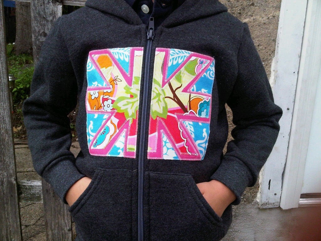 Union Jack Hoody Kids Infants Flower Curtain Hoodie