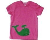 Whale Applique- Fuschia Pink and Kelly Green- Womens