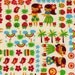 CLEARANCE Sale ONE YARD - Beige Hawaiian Luau Gril Mix - Rainbow, Bird, Frog, Lei, Pineapple, Strawberry, Apple, Ukulele, Palm Tree