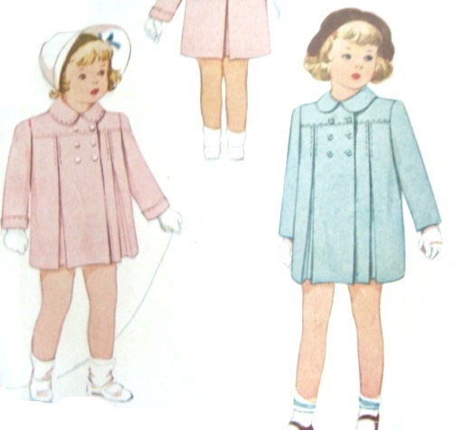 Cute Coats: Vintage 40s Girls Size 2 Coat Jacket Patterns McCall 6195 Uncut Sewing Pattern
