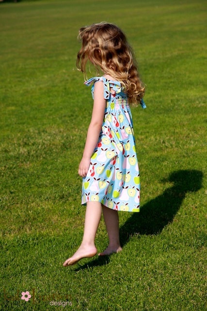 Girl Baby Shirred Sundress by Kait Emerson- Apples & Pears 4T Ready to Ship