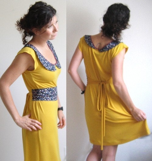 Aspen Yellow Dress- Peter Pan Collar