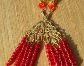 Chandelier Earrings Summer Fling gold & red earrings
