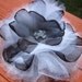 Organza and Tulle Peony Pin or Bobby Pin You Choose Black and White 4.5 inch Accessories organza flower brooch fabric flower spring wedding