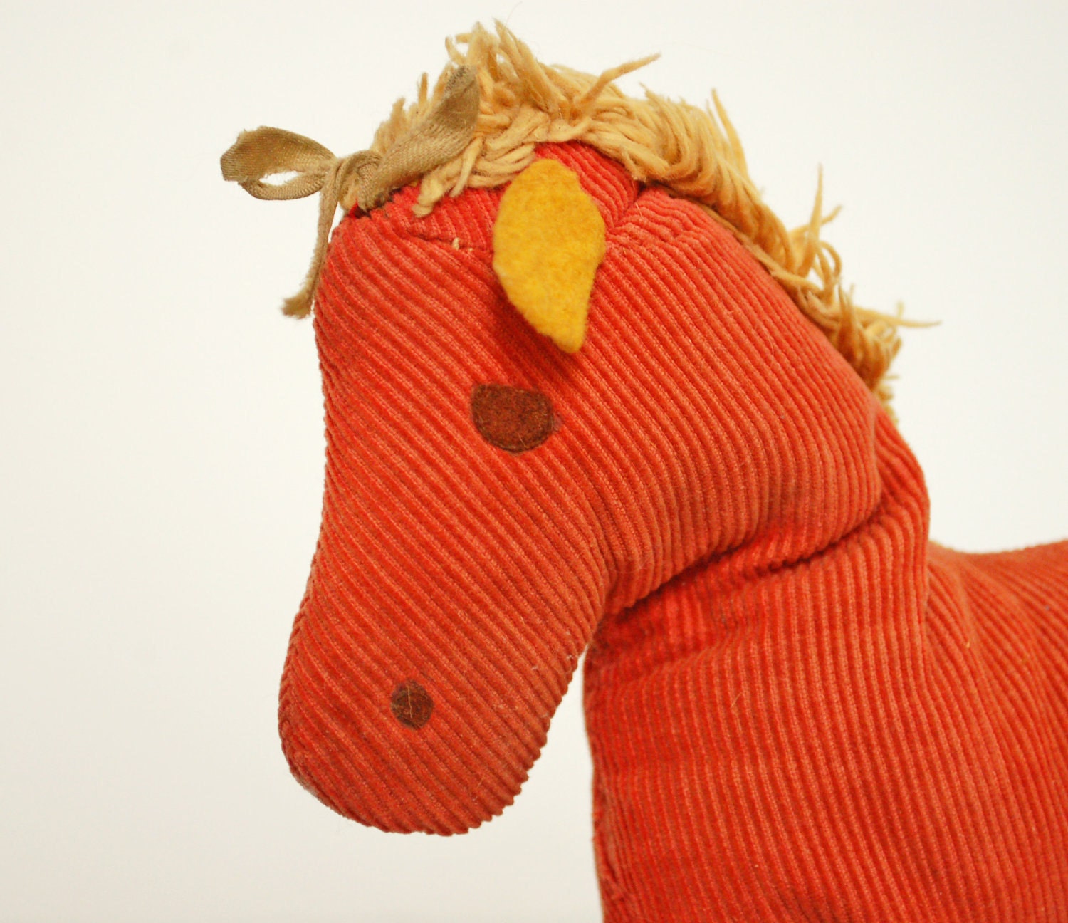 antique red horse stuffed toy vintage toy nursery decor