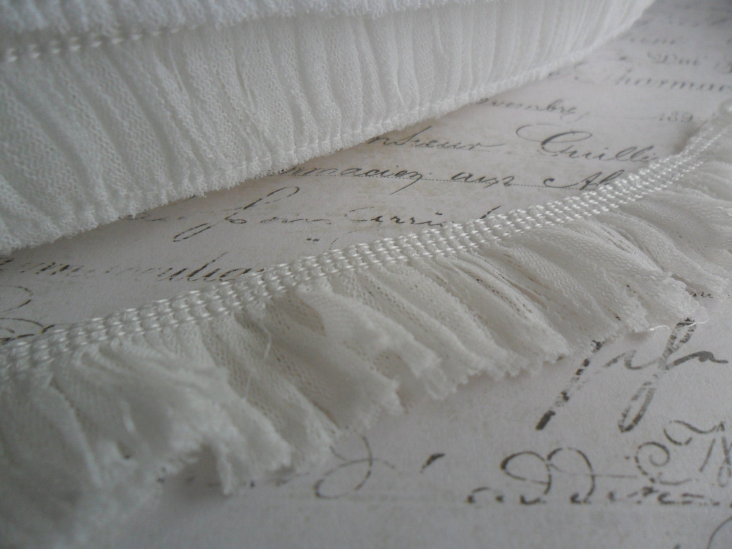 Delicate White Fringed Tulle Trim 1 1/8 inch wide