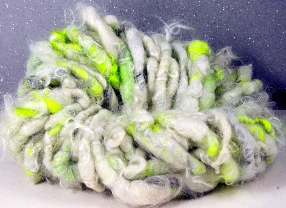 Handspun Art Yarn- Ghostly Halospun-Signature Jazzturtle TextureSpun Yarn