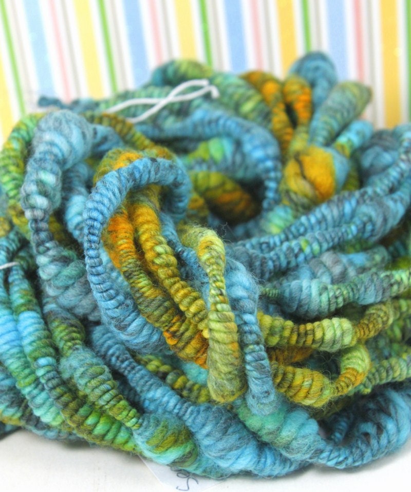 Handspun Art Yarn- SeaGrass- Signature WildPlied Artisan Yarn