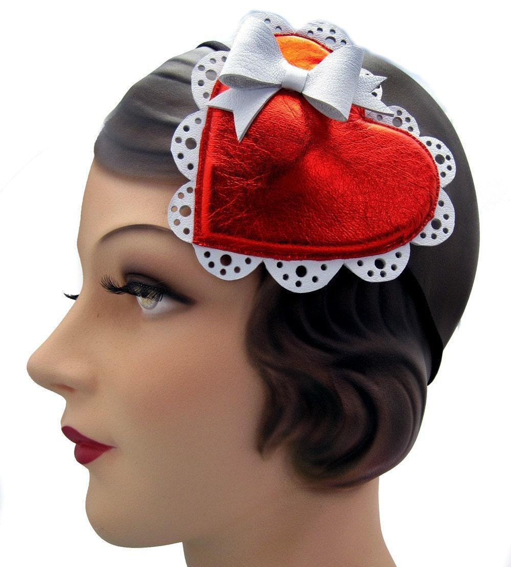 The Sweetheart - Valentine's Day Hat - Fascinator - Leather