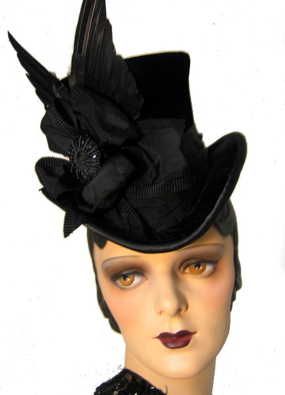 Victorian Top Hat In Velvet - The Beaux - As Seen in Gothic Beauty Magazine 28