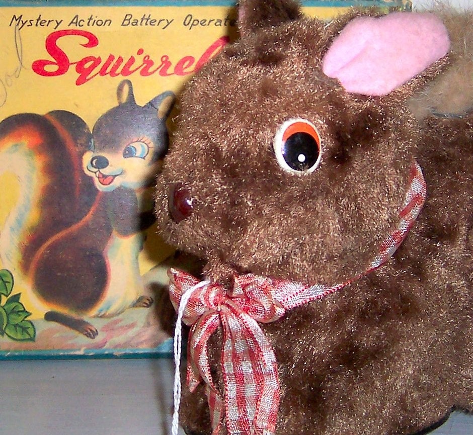 Vintage Battery Operated Squirrel Toy by retrokitsch on Etsy