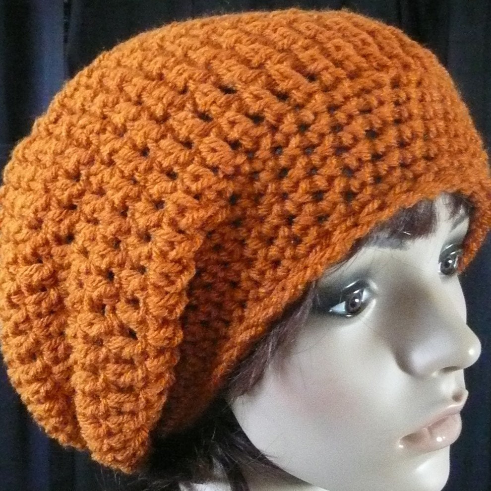 Long Slouchy Beanie in Rust Orange - Super Length