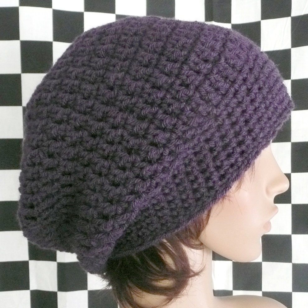 Super Slouchy Beanie in Eggplant Purple