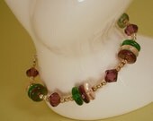 Amethyst \/ Green Bracelet and Earrings Set