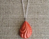 deco drop necklace, blood orange ... porcelain jewelry by Sofia Masri