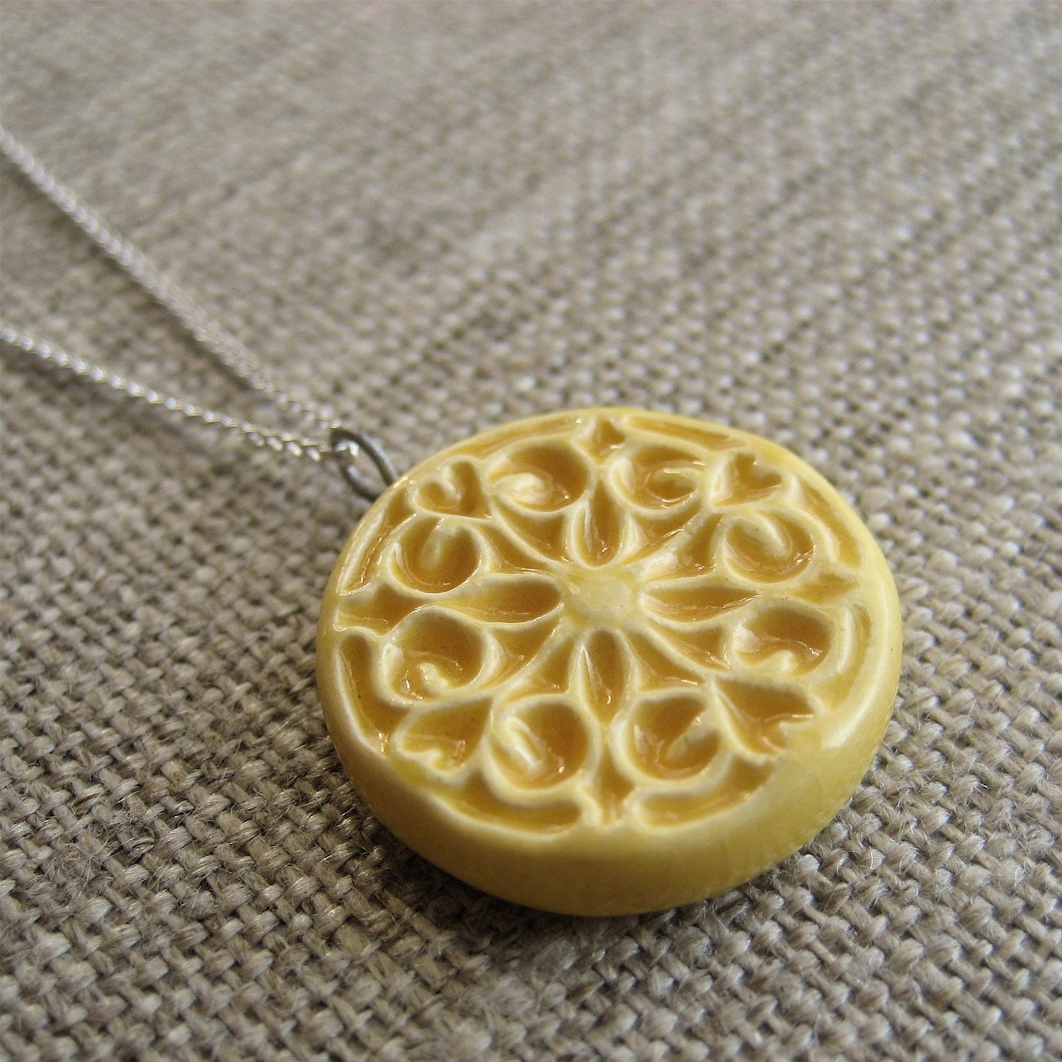 francesca necklace, saffron ... porcelain jewelry by Sofia Masri