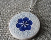 small plum blossom necklace, cobalt ... porcelain jewelry by Sofia Masri