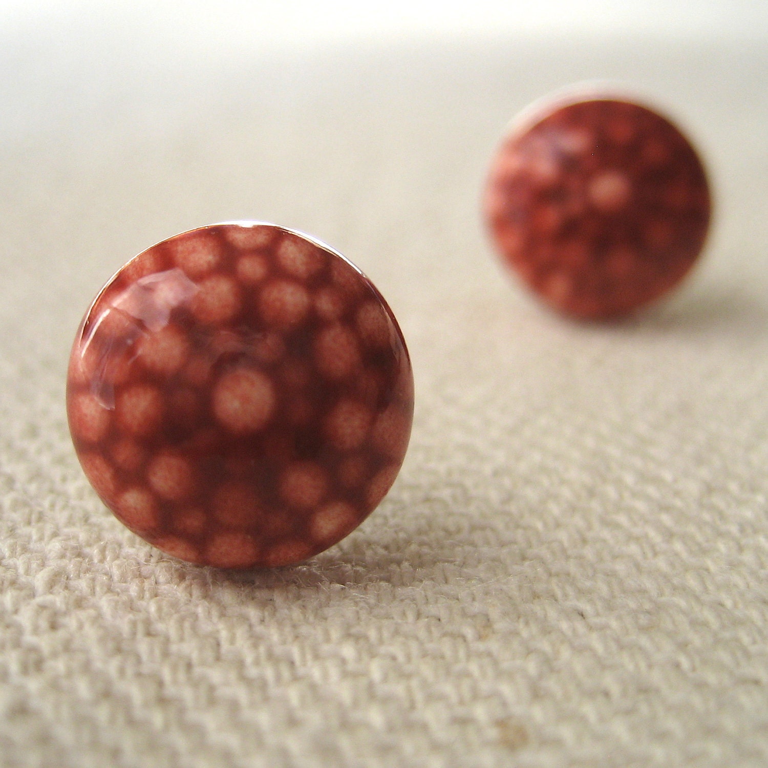 gumdrop posts, ruby ... handmade porcelain earrings by Sofia Masri