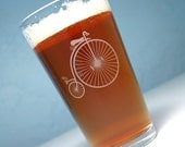 Penny Farthing Bicycle Pint Glass - antique ordinary bike - velocipede