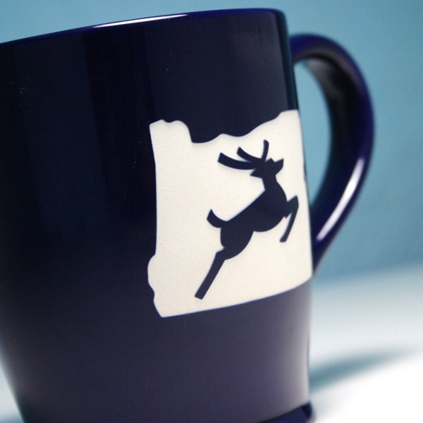Oregon Stag Mug - Navy Blue - Portland OR coffee cup