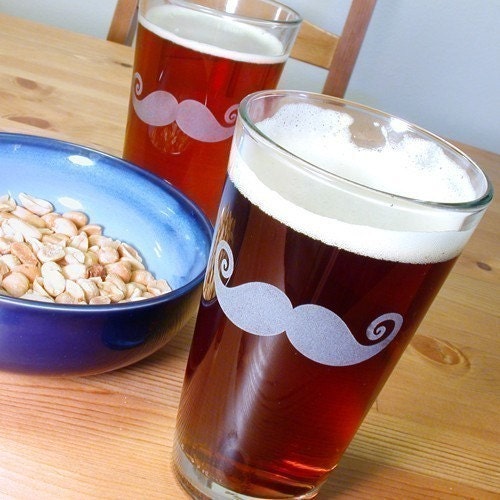 Set of 4 Mustache Pint Glasses