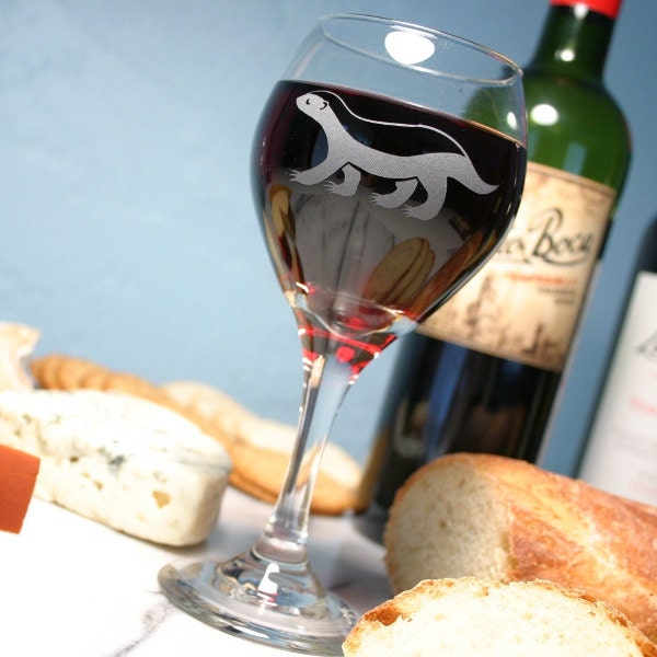 Honey Badger Wine Glass - honey badger don't give a shit