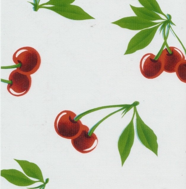 OILCLOTH Fabric - Stella Cherries - White