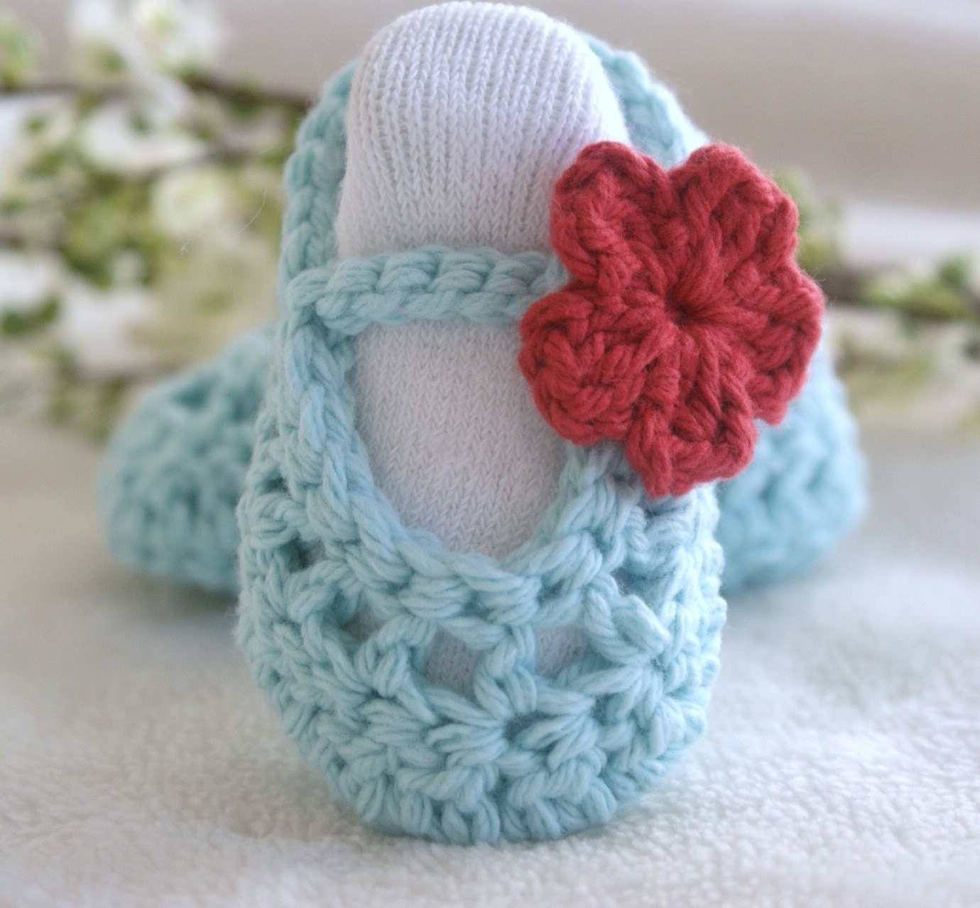 Baby Girl Shoes, Robins Egg Blue Mary Janes, Ballerina Baby Shoes, Baby Slippers 3 to 6 months