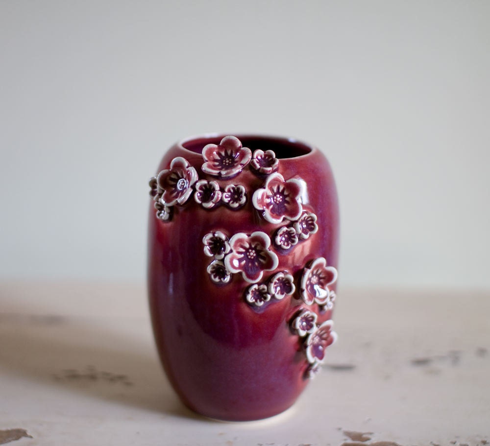 IN STOCK  FLORAPALOOZA Vase-Rich Raspberry Red--