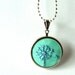 Wishes (dandelion) Hand Embroidered Pendant Necklace-Mint and Sky