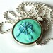 Wishes (dandelion) Hand Embroidered Pendant Necklace-Mint and Sky
