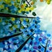 Abstract forest Looking up, Contemporary acrylic painting Autumn Natural Organic Art 48x48x1.6