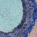 Vintage Rag Rug - Farmhouse Rug - Blue Cream Turquoise - Primitive Country - Round