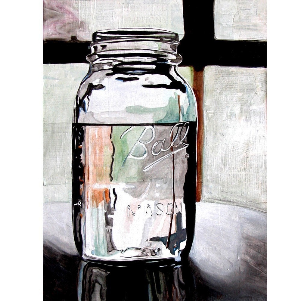 print - Sylvias Ball Jar 1 - 8 1/2 x 11 print of original painting