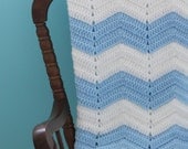 Blue & White Chevron Baby Blanket