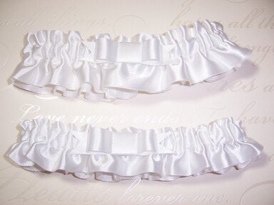 Satin Elegance White on White Wedding Garter Set   NS