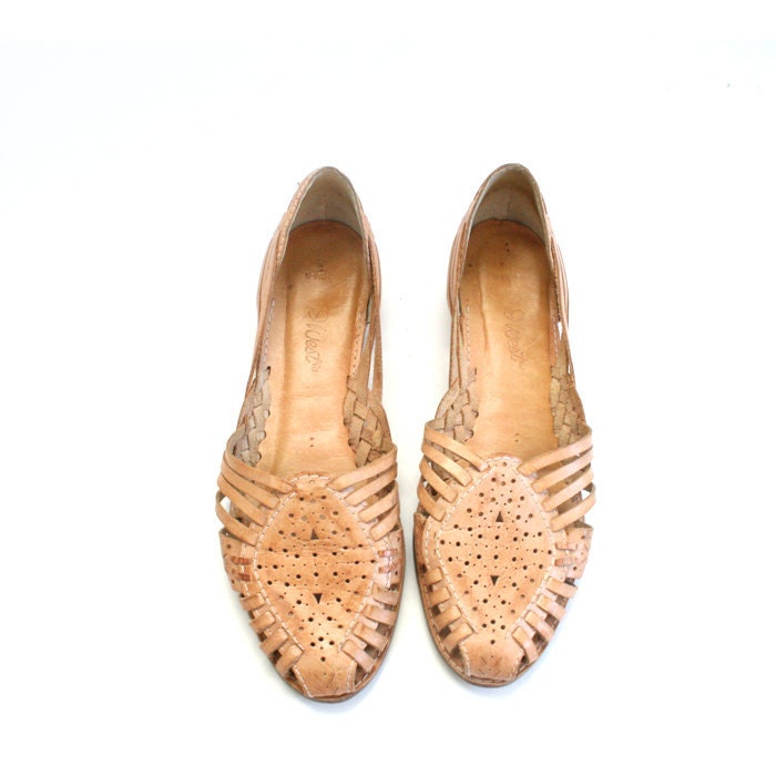 size 8 vintage woven leather huarache sandals
