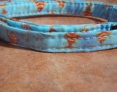 Here Fishy Fishy - Japanese Fish Organic Cotton CAT Collar Breakaway Safety - All Antique Brass Hardware